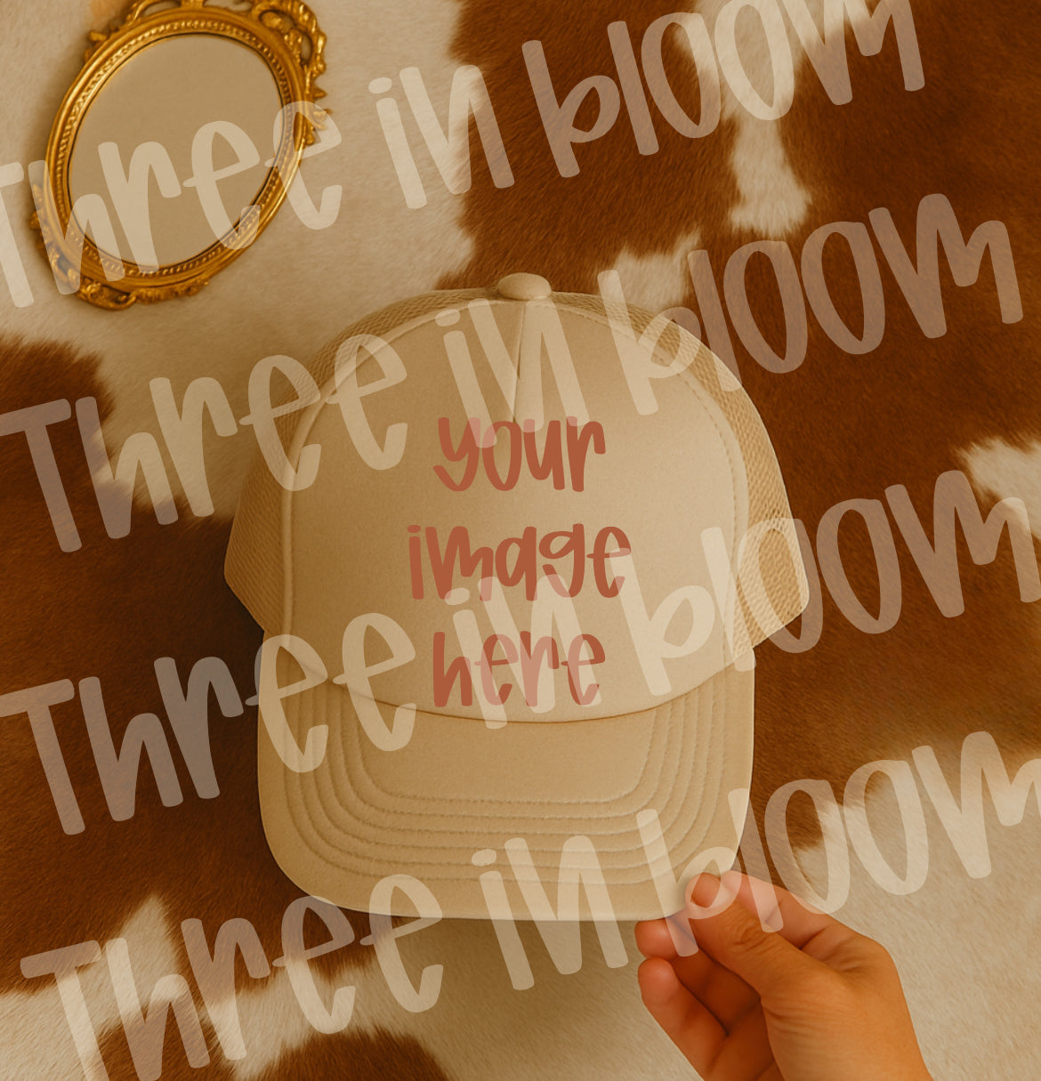 Beige trucker hat mockup
