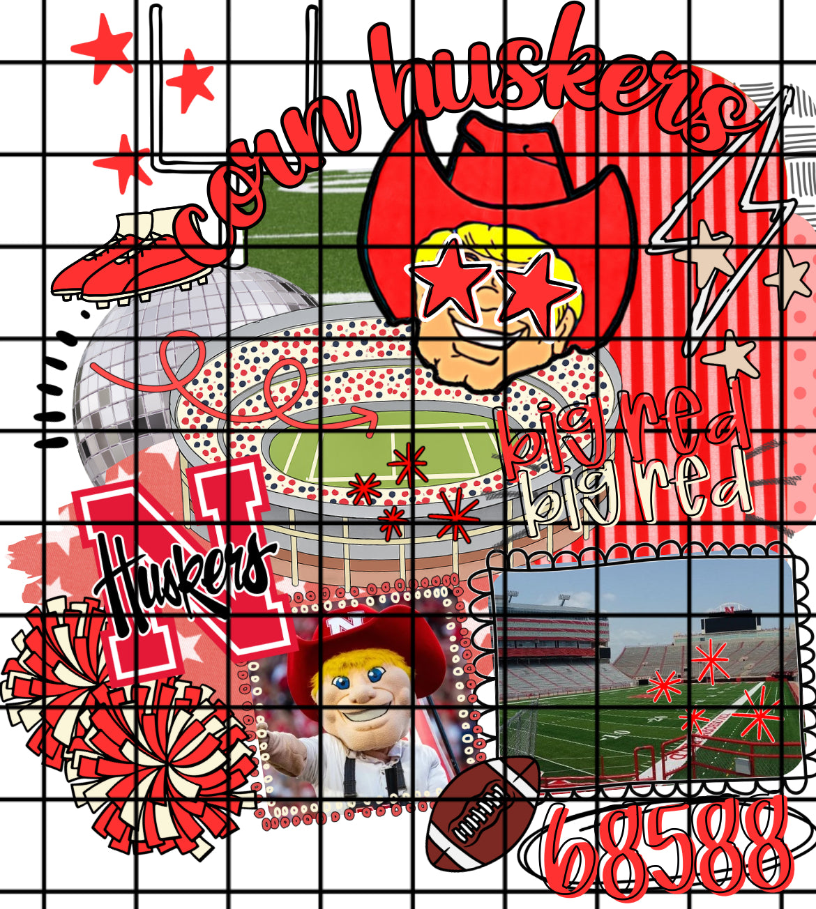 Gameday preppy doodle NEBRASKA