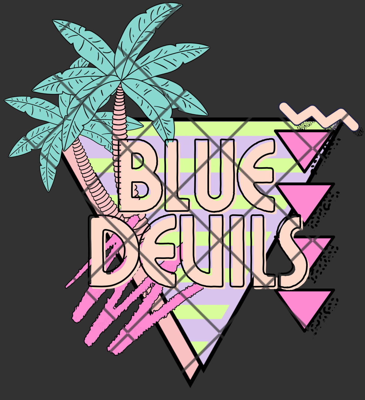 Retro palm blue devils