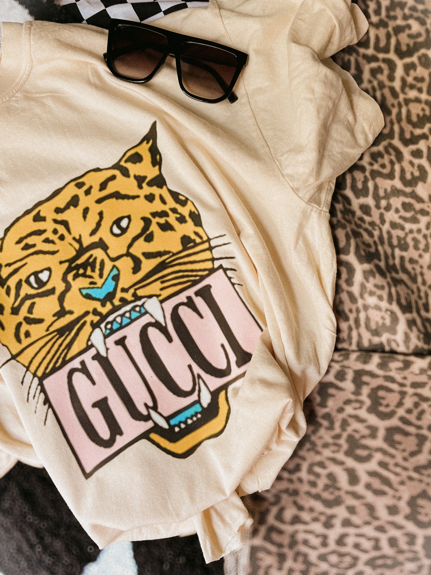 Lux Cheetah Ivory Tee