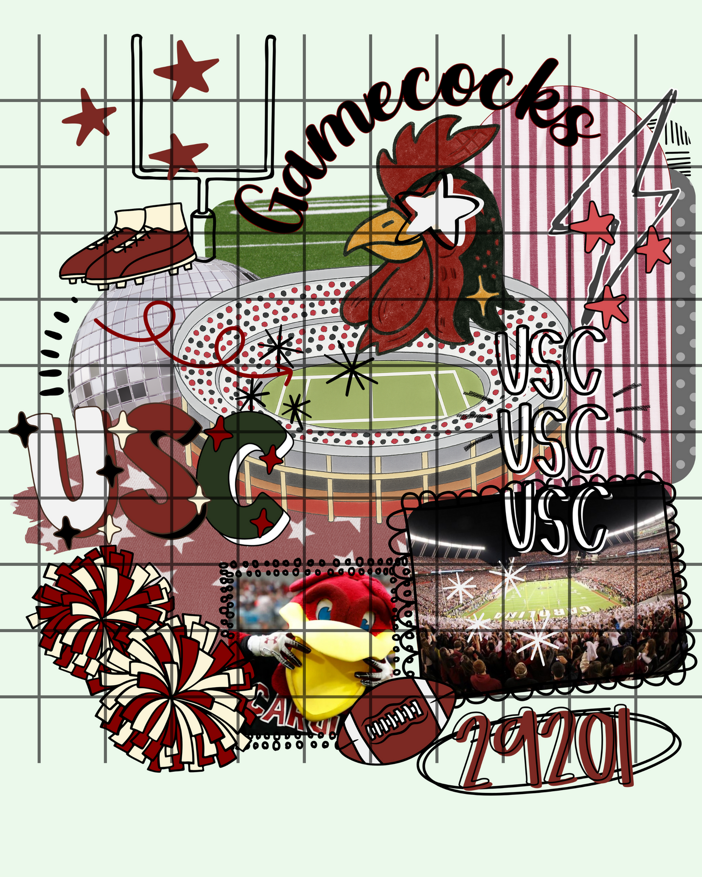 Collage preppy doodle U S C
