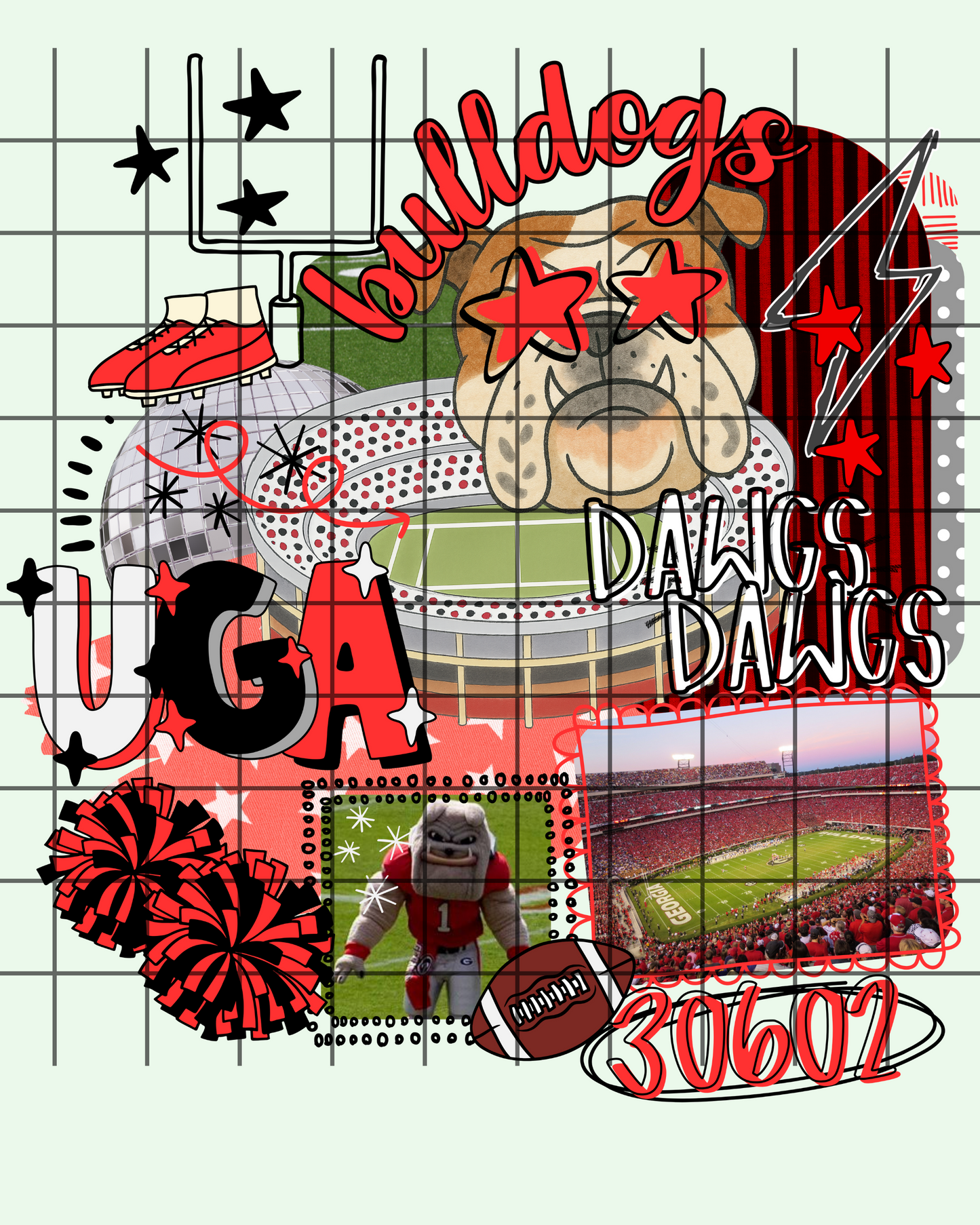 Collage preppy doodle U G A