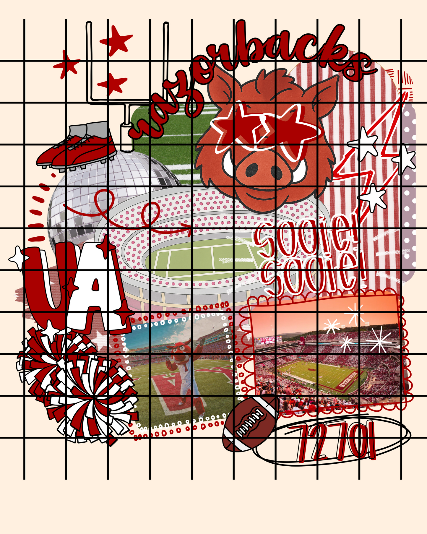 Gameday preppy doodle U of ARK