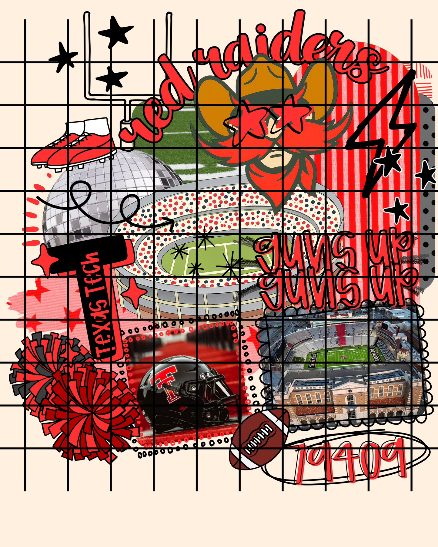 Gameday preppy collage T X TECH