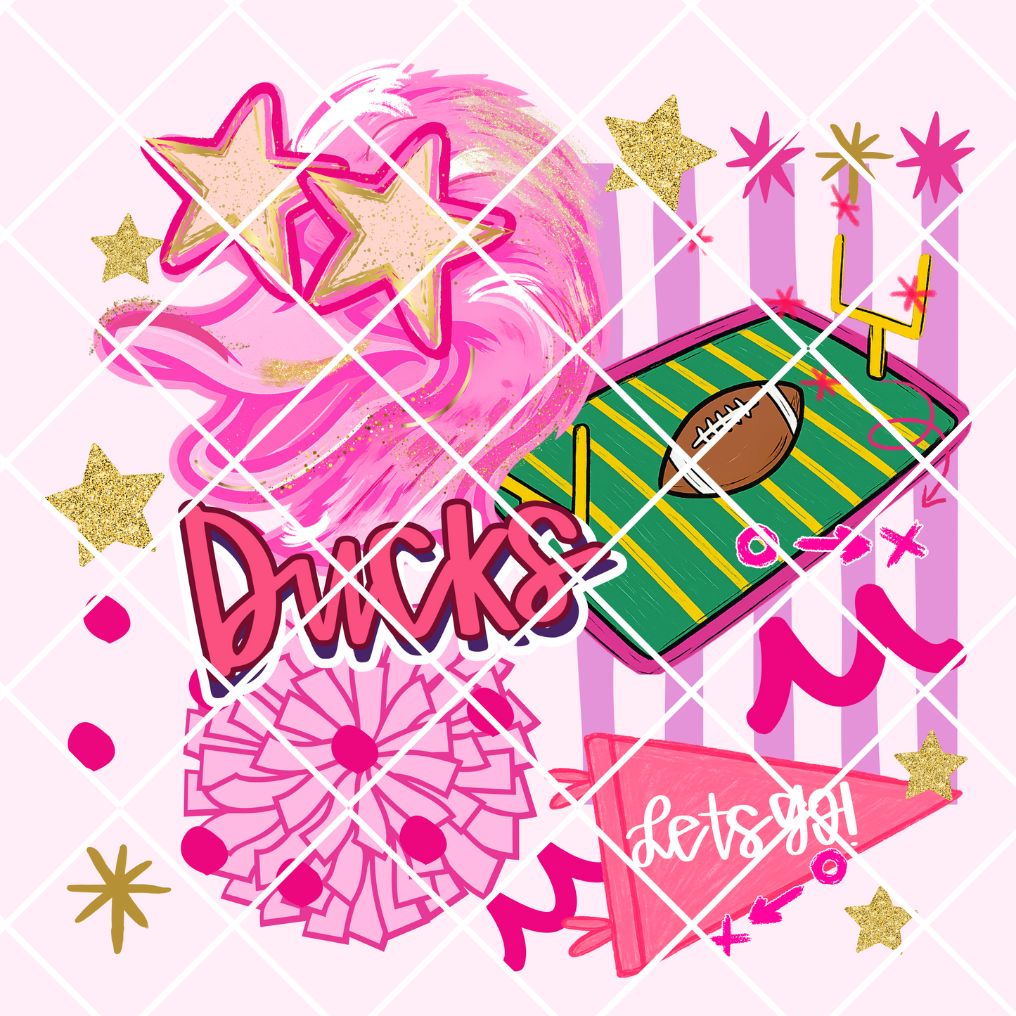 Pink preppy mascot ducks