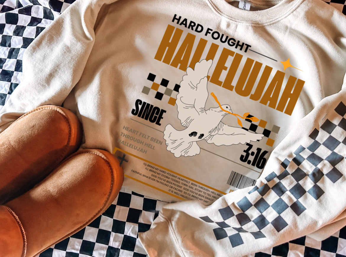 Hard fought hallelujah tee/crew