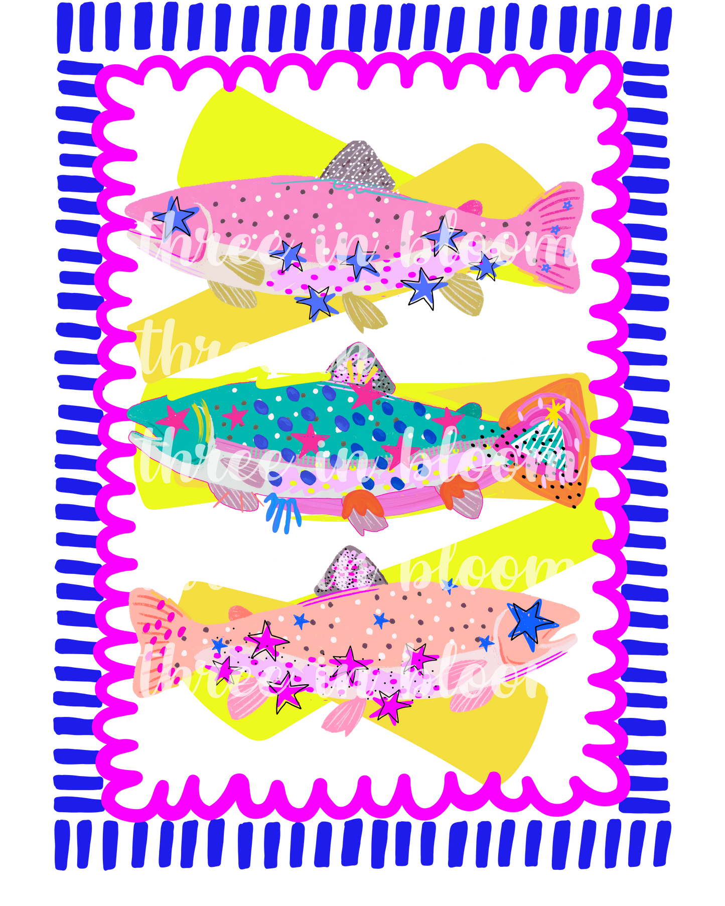 Neon fish frame PNG
