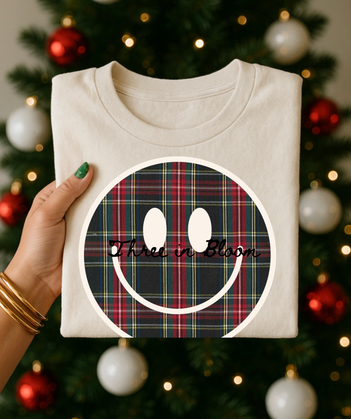 Comfort Color Christmas Smiley Tee