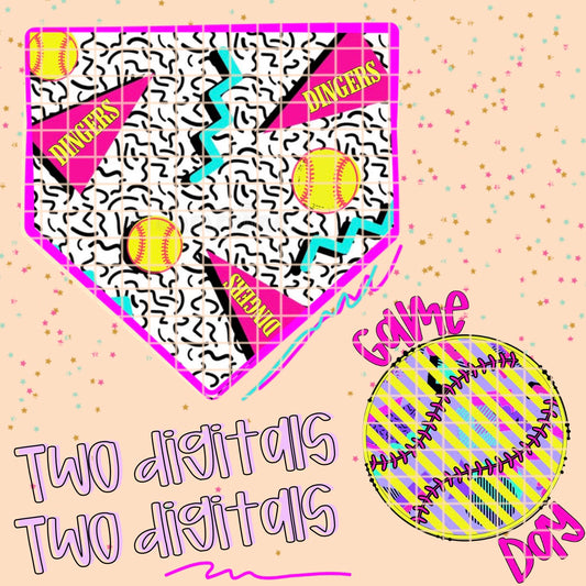 Dinger x Softball 90s PNG (2 digitals)
