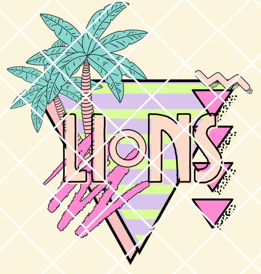 Retro palm lions