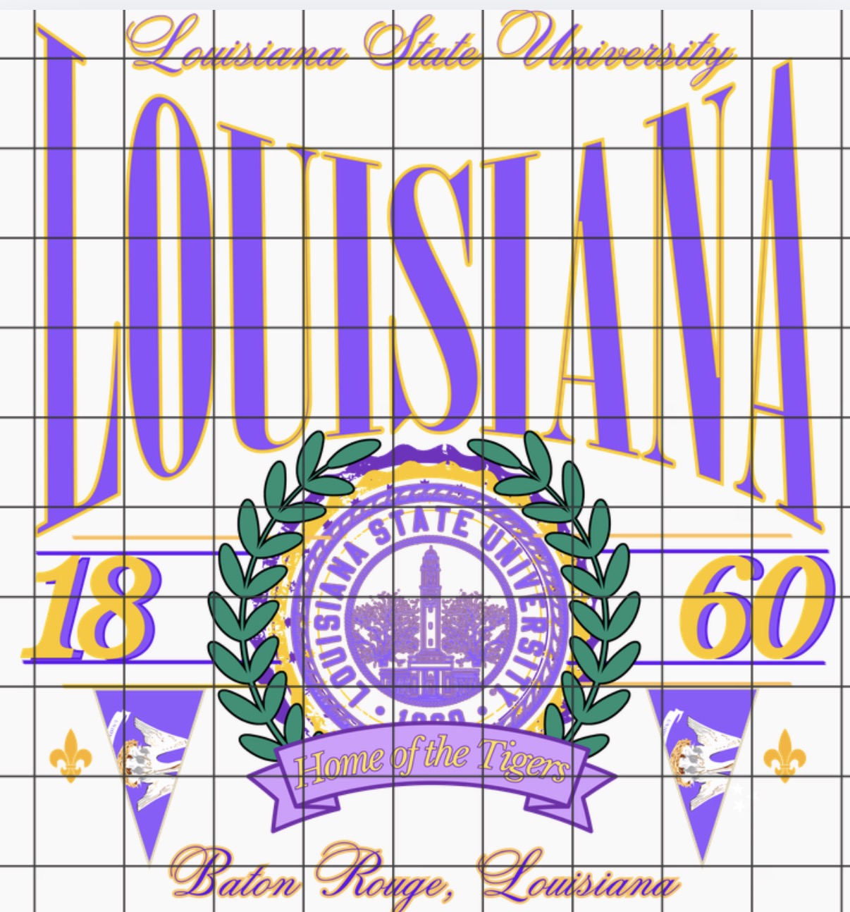 L S U Vintage PNG