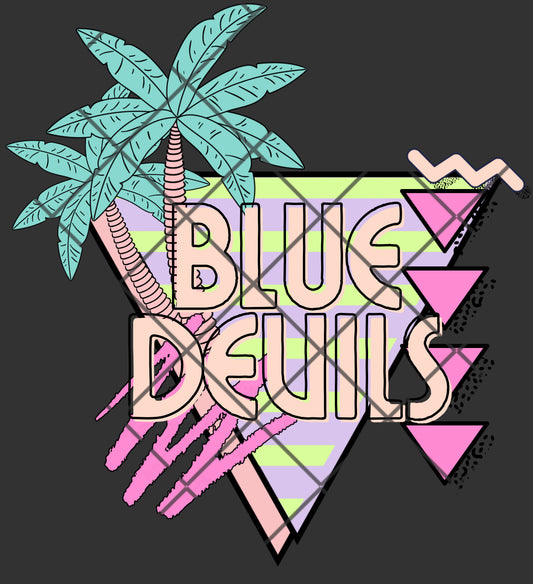Retro palm blue devils