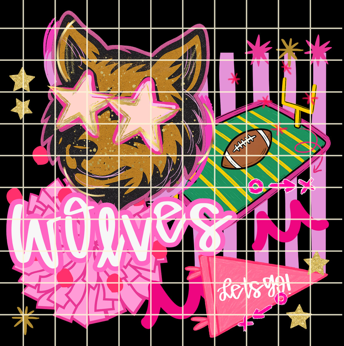 Pink preppy wolves
