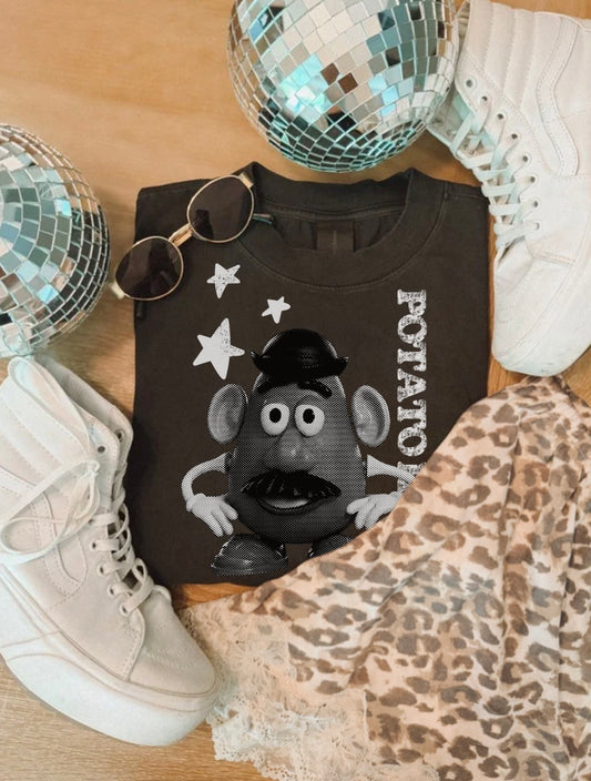 TWO halftone Mr. potato (includes one black print, one white print PNGS)