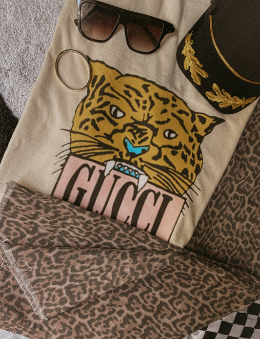 Lux Cheetah Ivory Tee