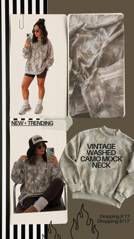 Mock Neck Vintage Washed Camo *Pre Order*