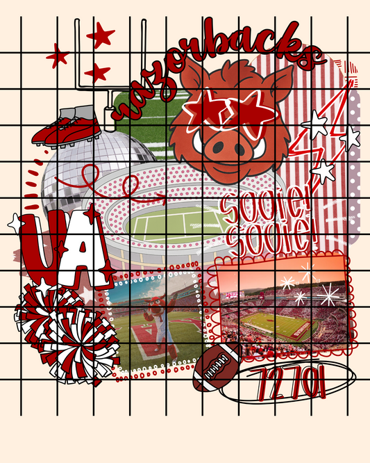 Gameday preppy doodle U of ARK