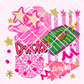 Pink preppy mascot ducks