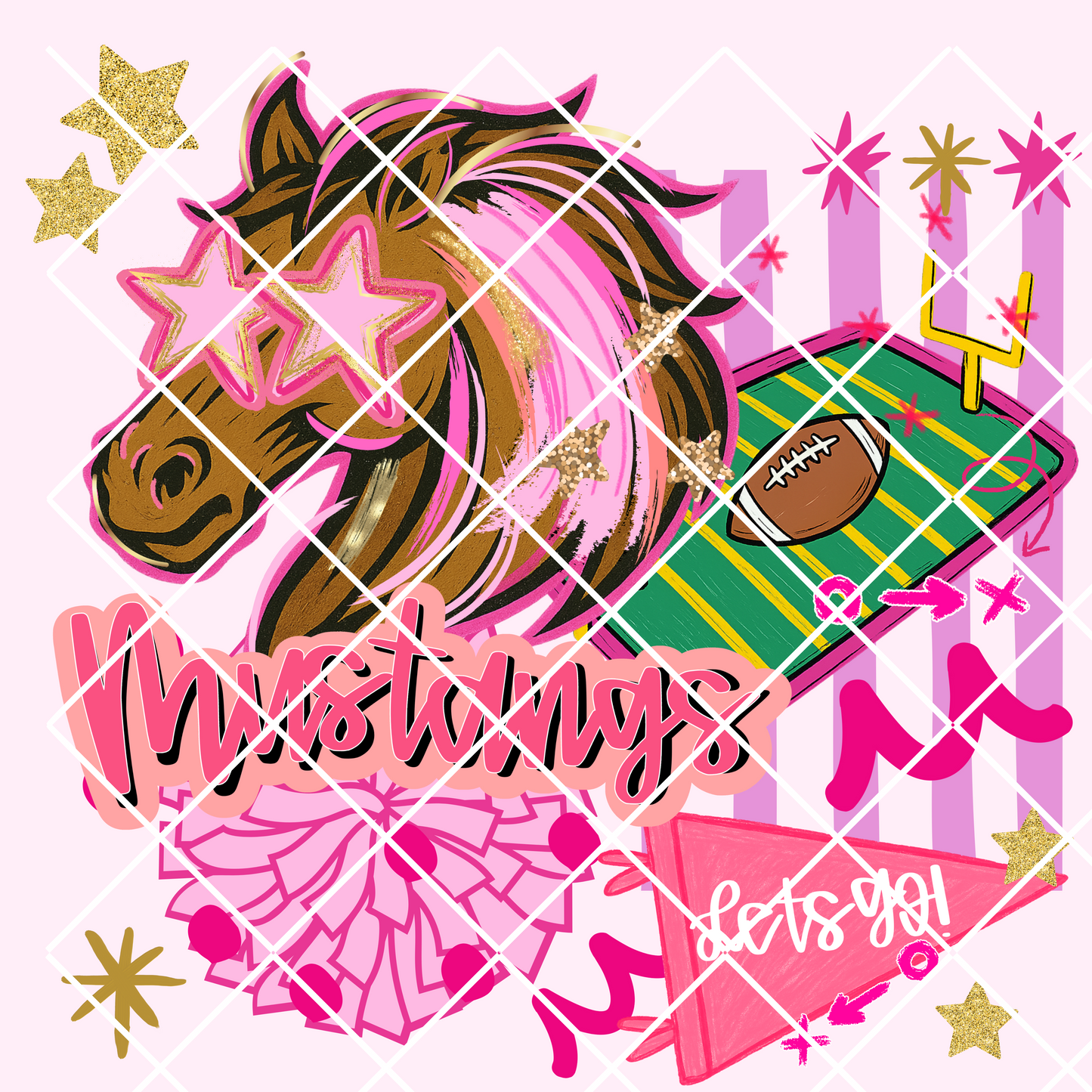 Pink preppy Mustangs